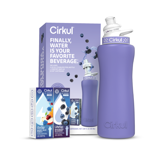 32oz. Matte Periwinkle Stainless Steel Bottle Starter Kit - Lite Bright Bottle